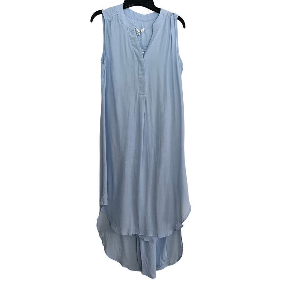 NWT CAbi Women's Light Blue High Low Sleeveless Shift Shirt Dress Size Small